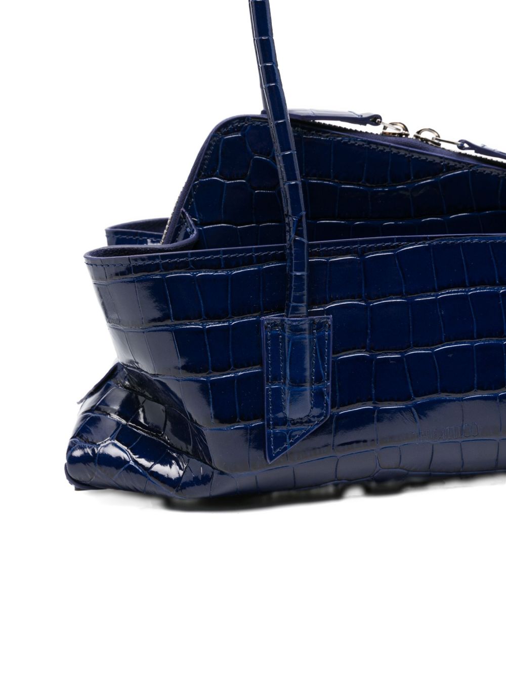 The Attico La Passeggiata Small Crocodile-Effect Blue Leather Shoulder Bag Blue