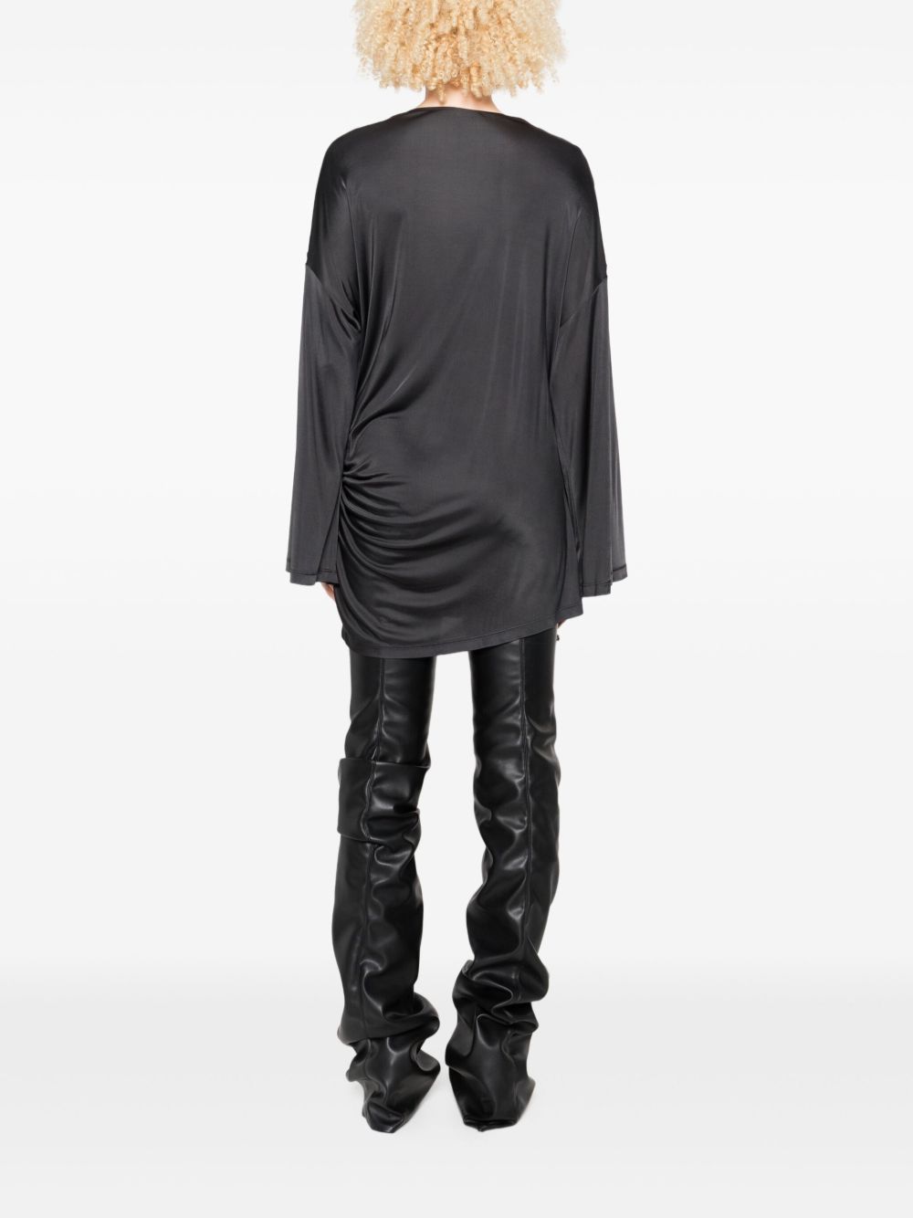 The Attico Shiny Grey Silk-Nylon Mini Dress Grey
