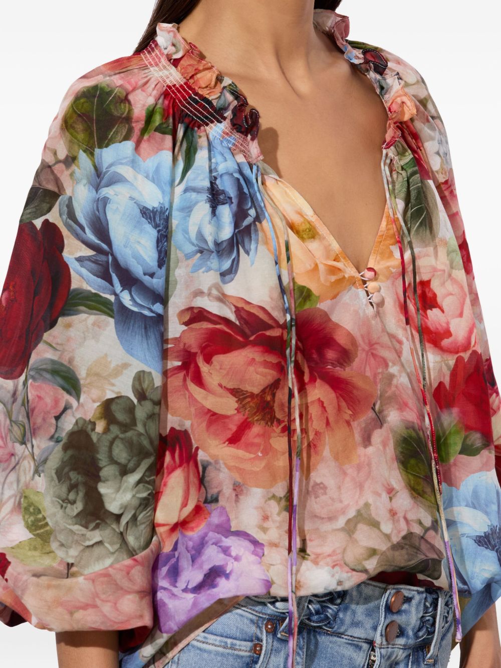 Alice + Olivia Norah Silk-Cotton Multicolour Blouse MultiColour