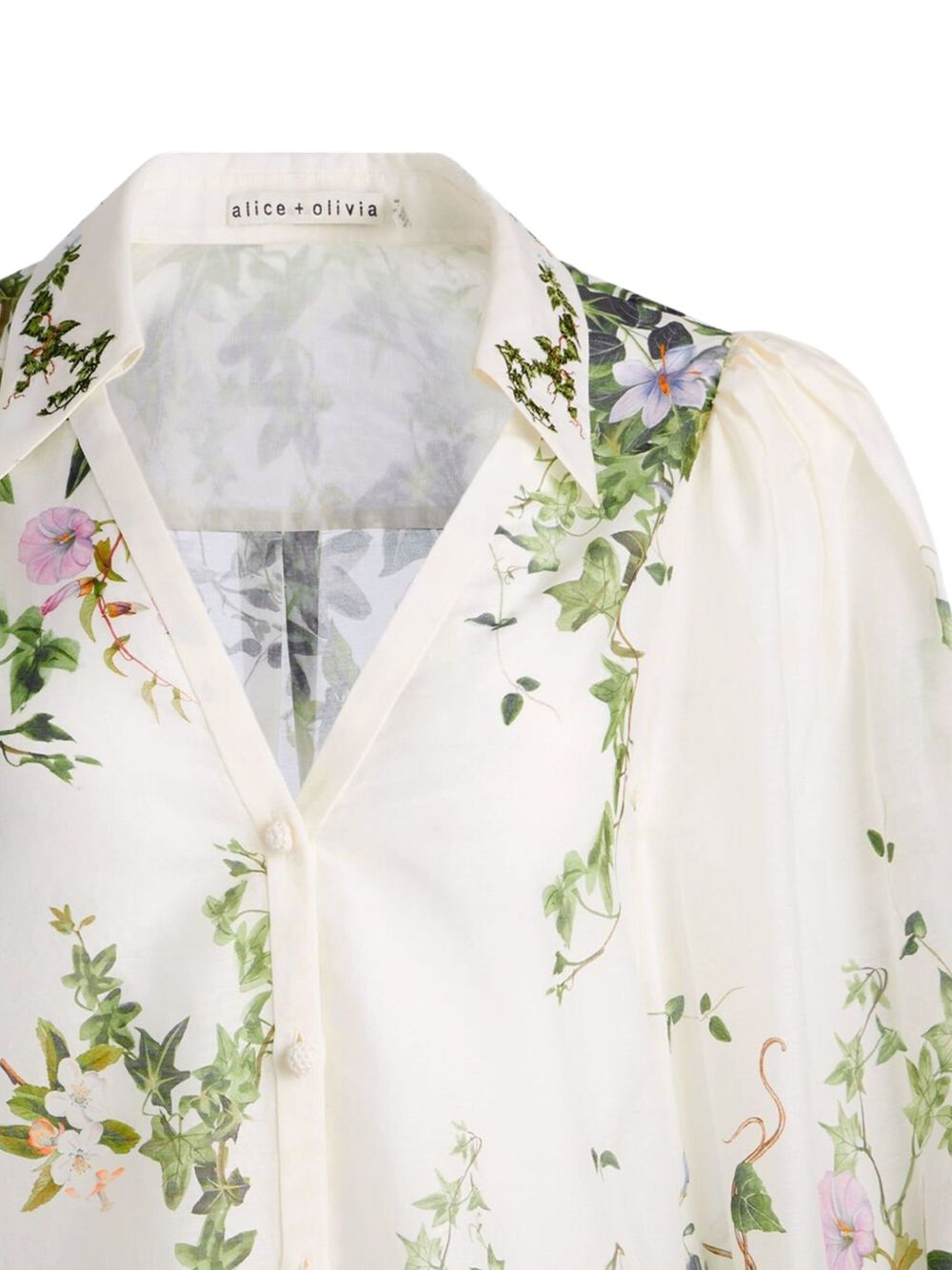 Alice + Olivia Silk-Blend White Shirt White