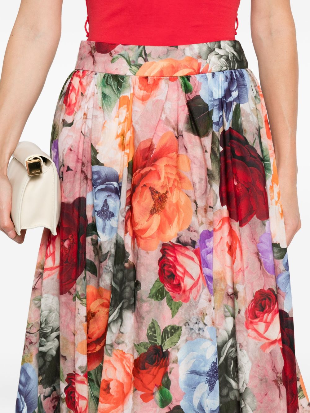 Alice + Olivia Nilda Pleated Floral Maxi Skirt Multicolour
