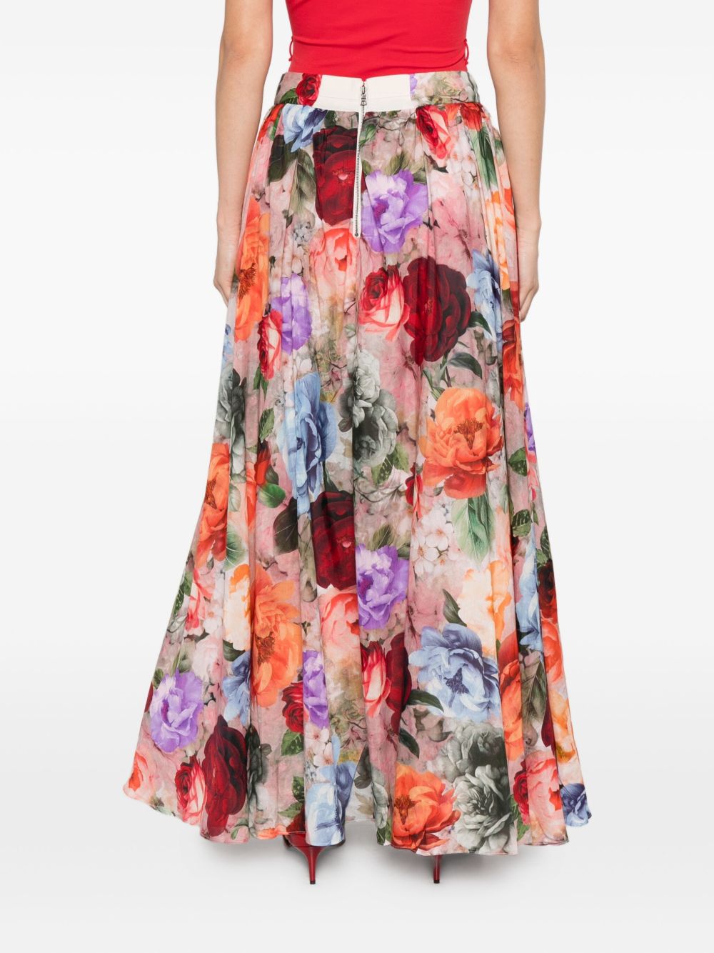 Alice + Olivia Nilda Pleated Floral Maxi Skirt Multicolour