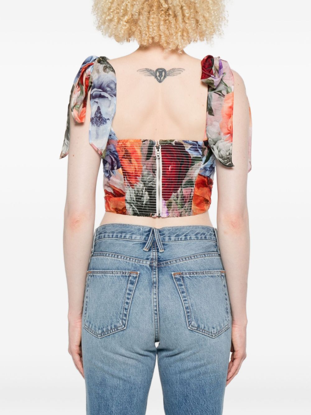 Alice + Olivia Haven Silk Blend Bustier Top Multicolour