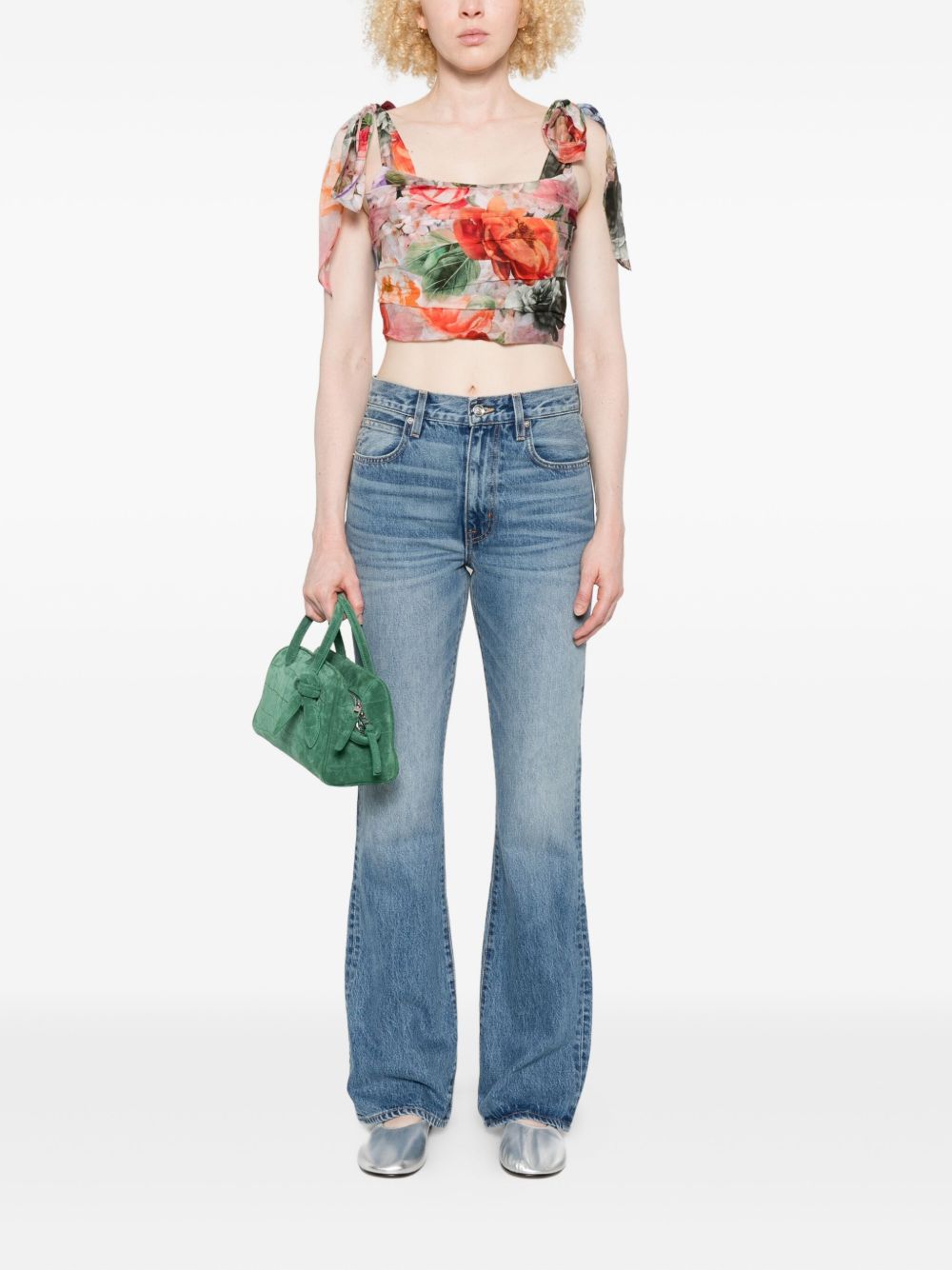 Alice + Olivia Haven Silk Blend Bustier Top Multicolour