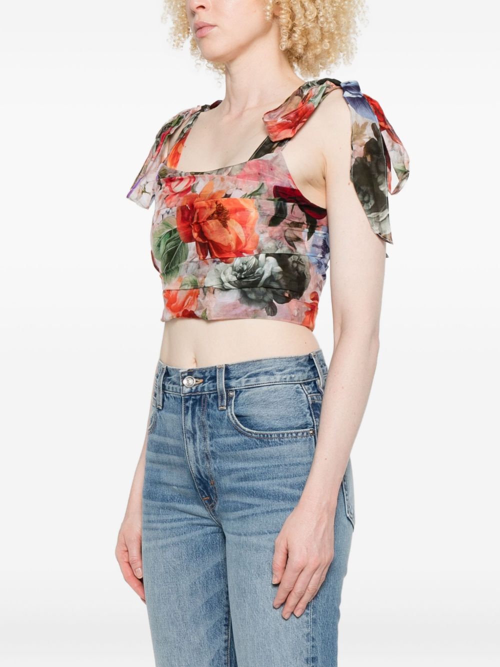 Alice + Olivia Haven Silk Blend Bustier Top Multicolour