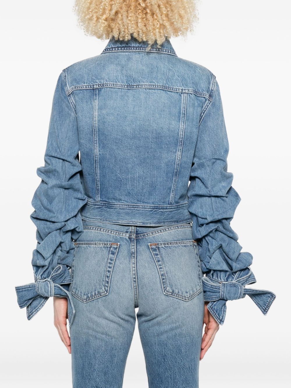 Alice + Olivia Silk-Blend Denim Jacket Blue