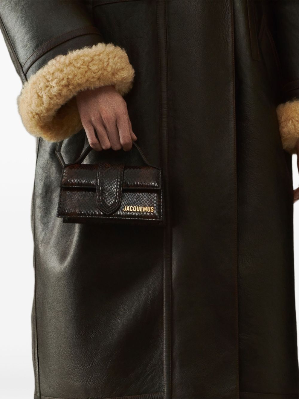 Jacquemus The Big Child Shoulder Bag in Brown Leather with Flap Brown