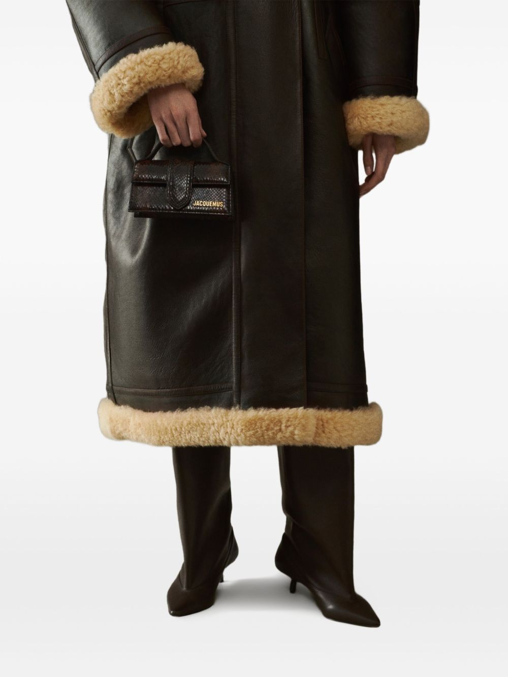 Jacquemus The Big Child Shoulder Bag in Brown Leather with Flap Brown