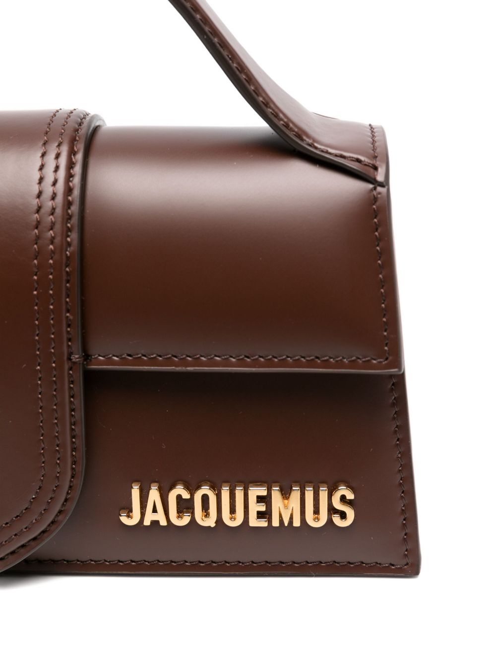 JACQUEMUS The Child Small Flap Bag Brown Leather with Gold Logo brown