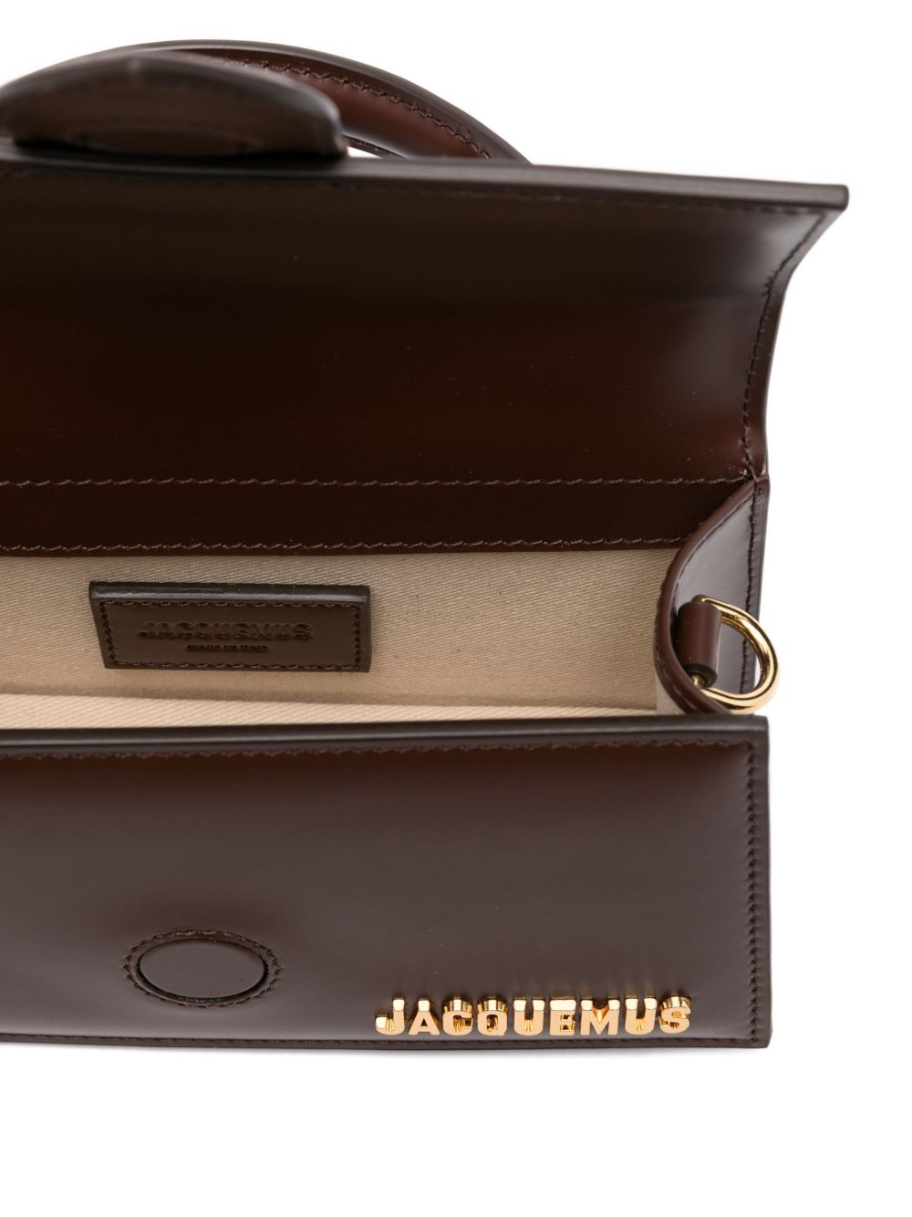 JACQUEMUS The Child Small Flap Bag Brown Leather with Gold Logo brown