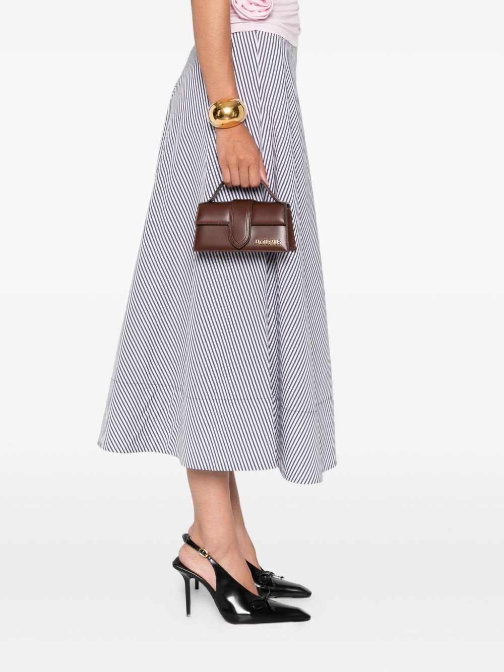 JACQUEMUS The Child Small Flap Bag Brown Leather with Gold Logo brown