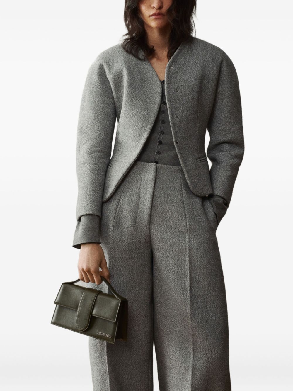JACQUEMUS Child Mini Leather Bag with Flap Green