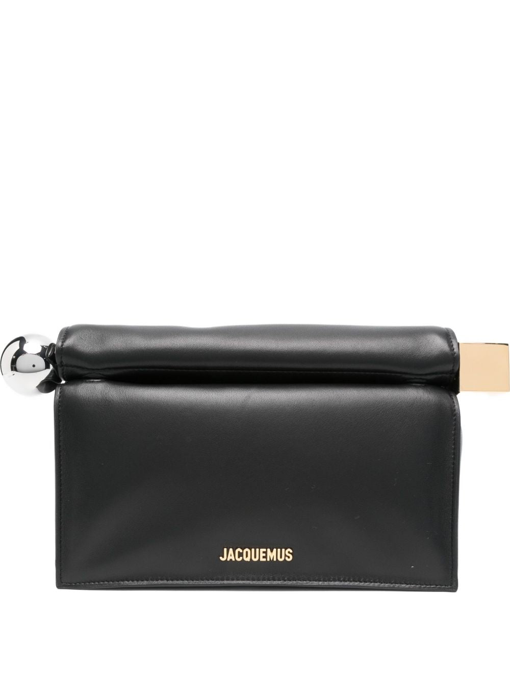 Jacquemus La Pochette Rond Carré Black Leather Clutch Bag Black