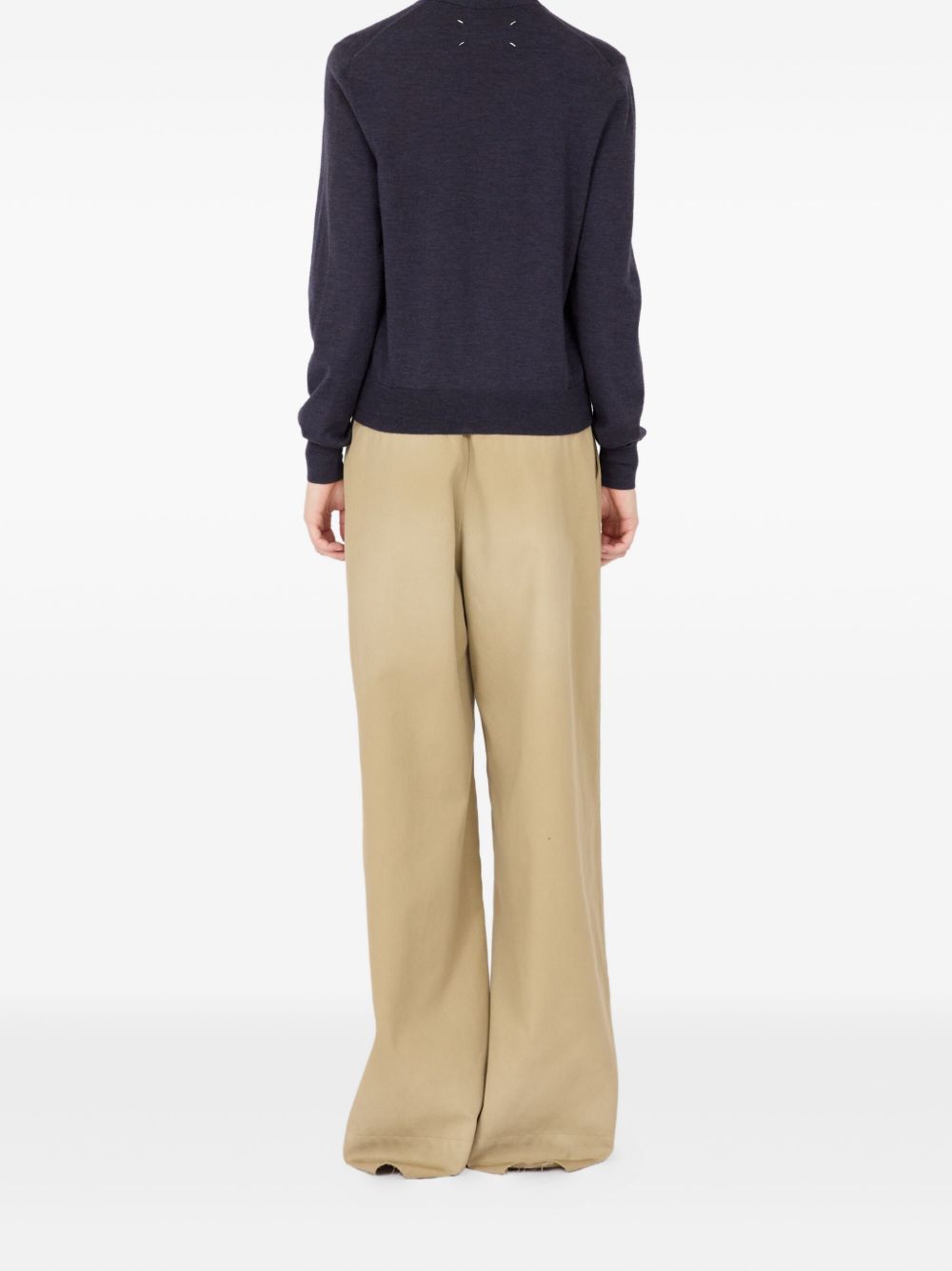 Maison Margiela Wool V-Neck Buttoned Cardigan Blue