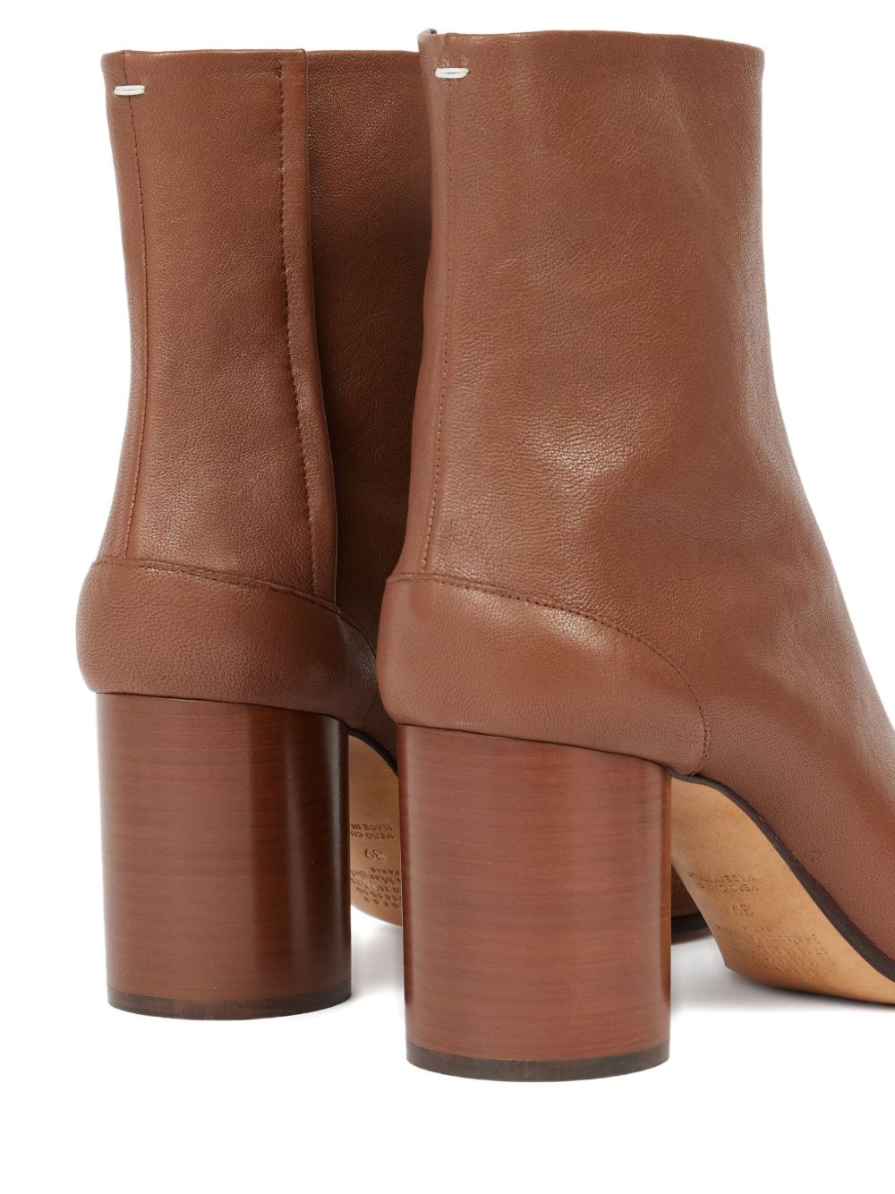 Maison Margiela Tabi Leather Ankle Boots with High Block Heel Leather Brown