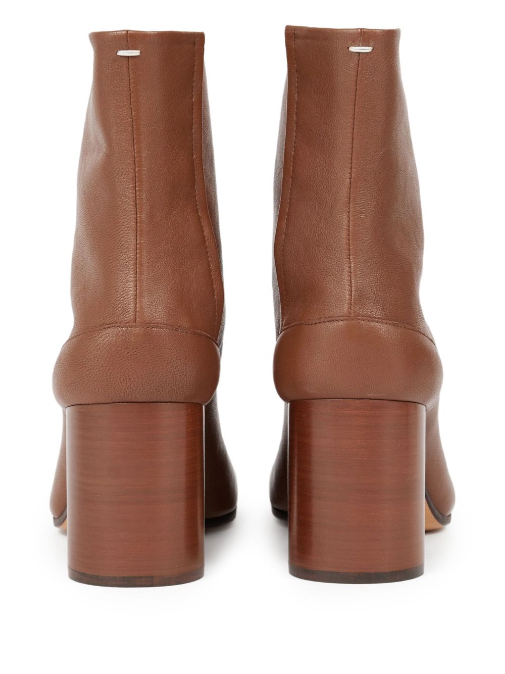 Maison Margiela Tabi Leather Ankle Boots with High Block Heel Leather Brown