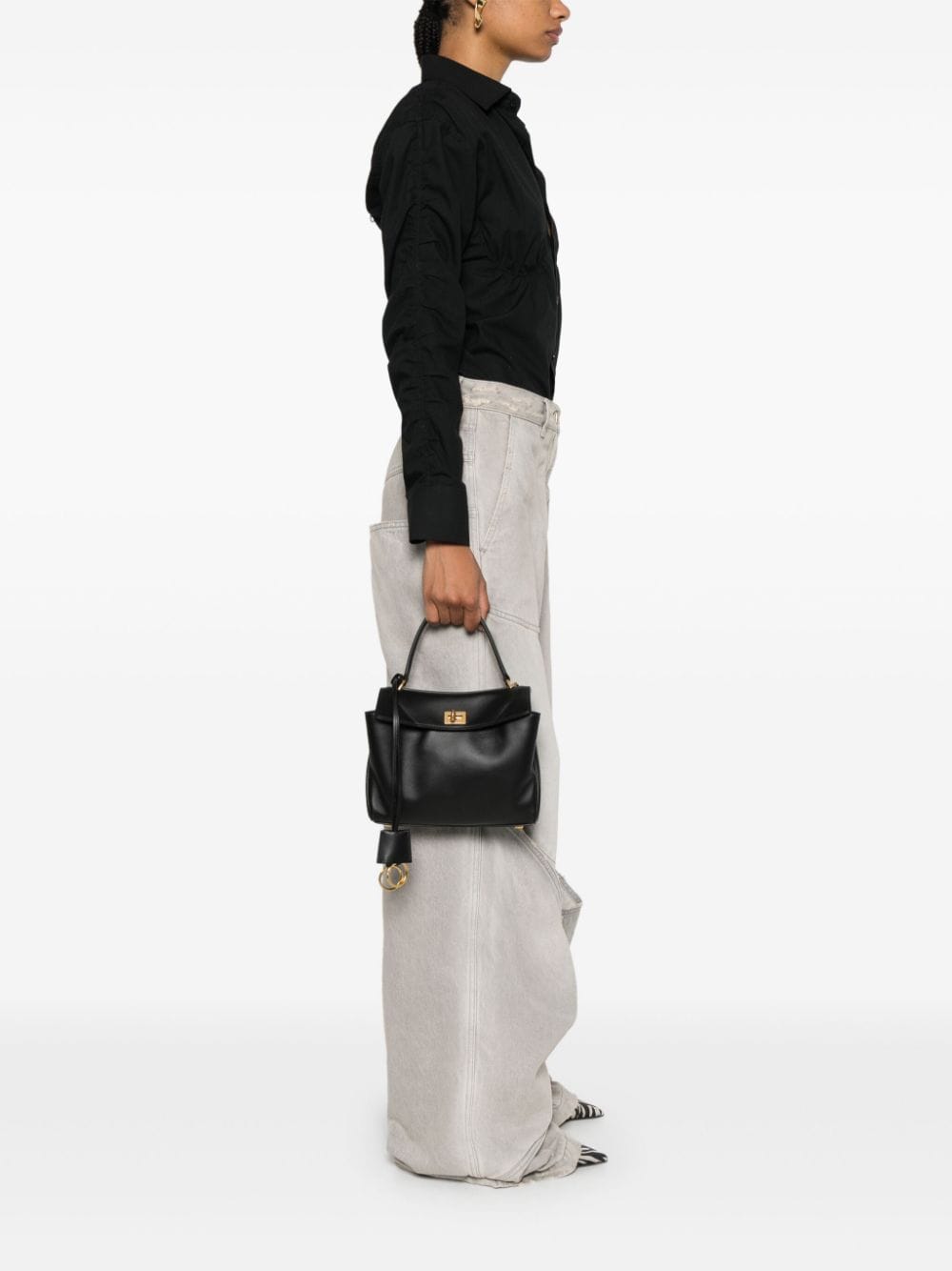 Balenciaga Rodeo Small Leather Tote Bag Black
