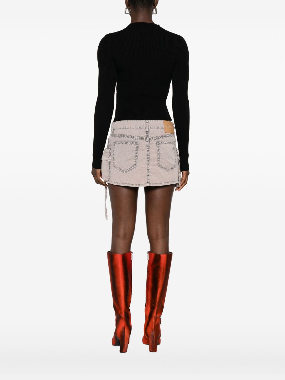 Diesel Ribbed Wool Keyhole-Neckline Sweater Black