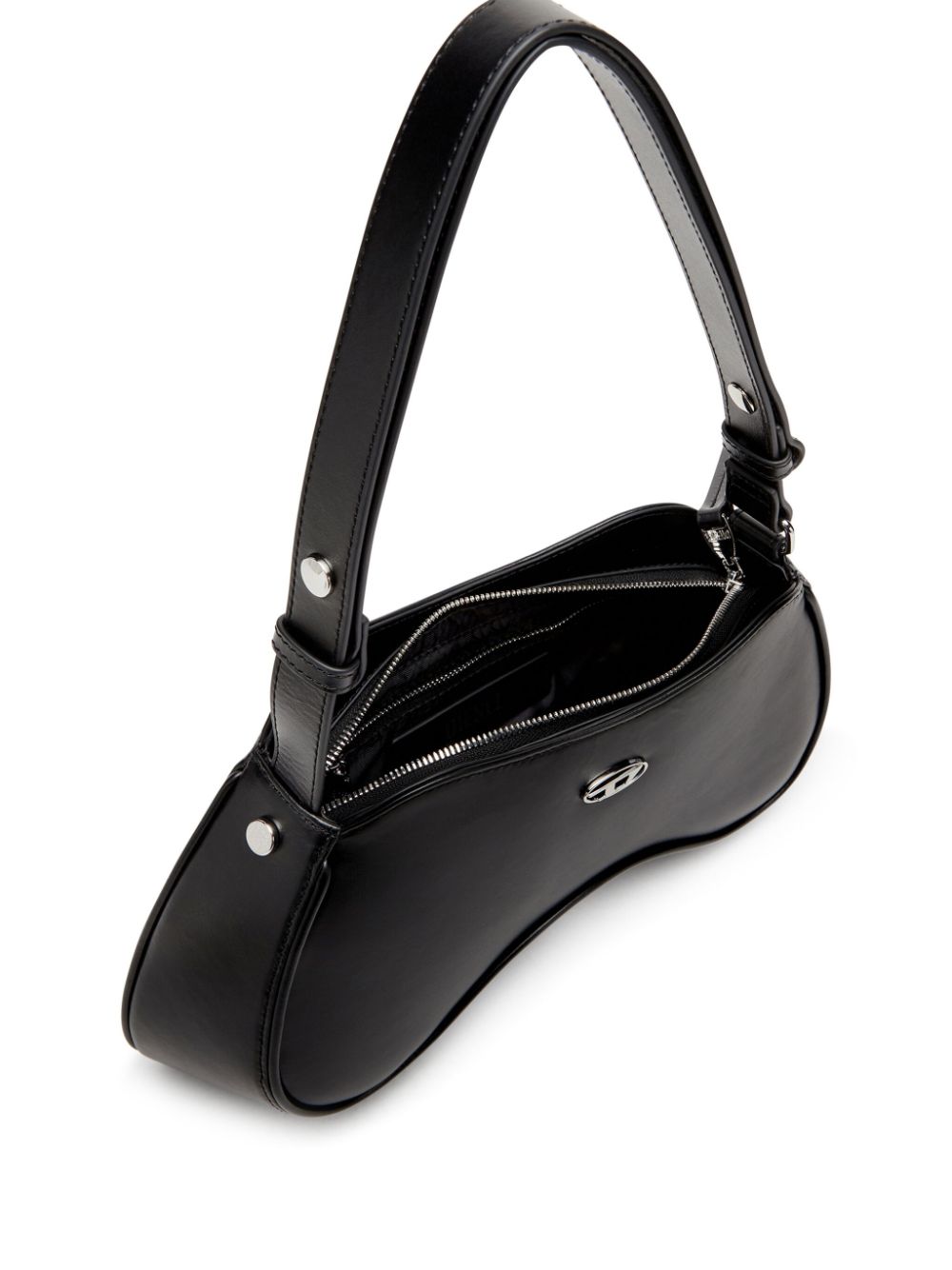 Diesel Play Semi Gloss Leather Shoulder Bag Black