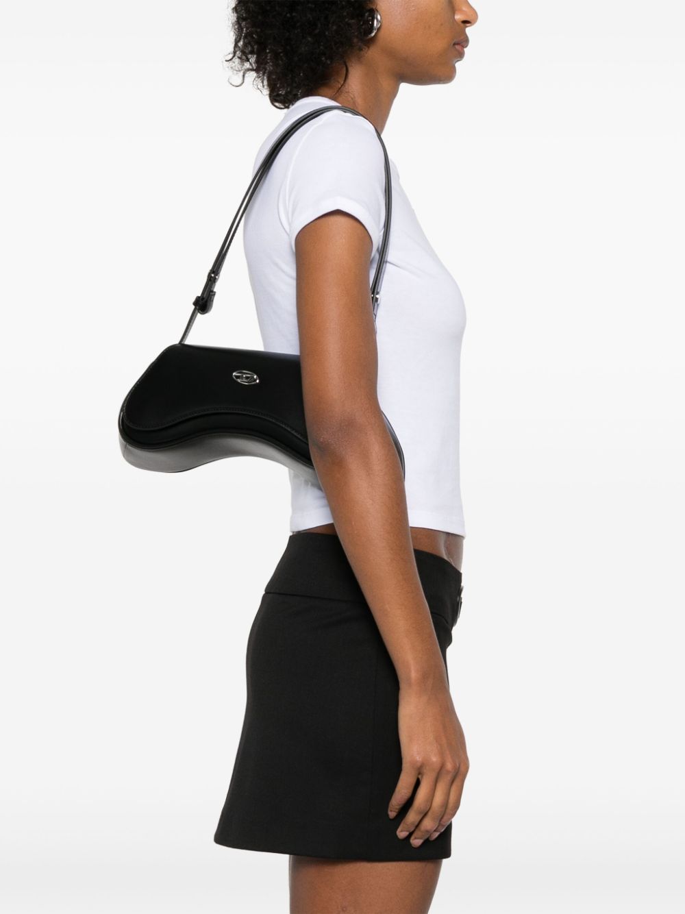 Diesel Play Semi Gloss Leather Clutch Bag Black