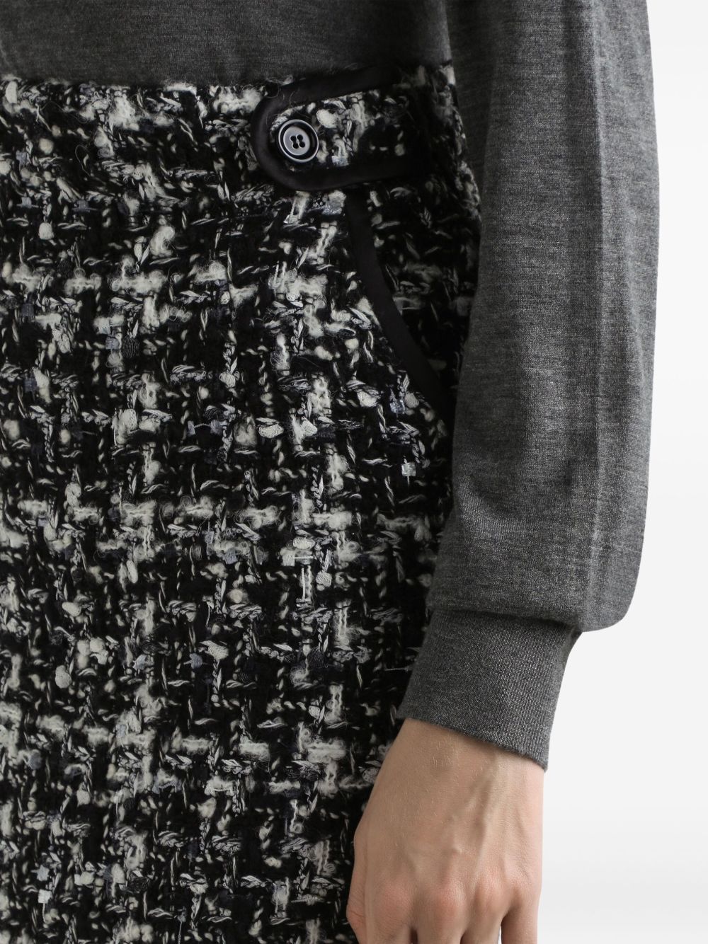 Dolce & Gabbana Tweed Wool-Blend Midi Skirt Grey