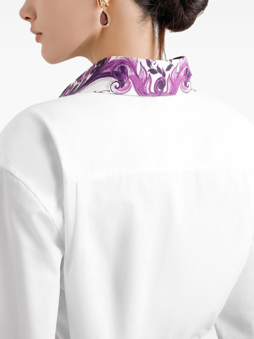 Dolce & Gabbana Cotton Maiolica Print Shirt White White