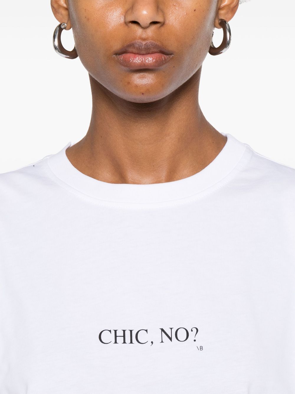 Victoria Beckham Chic Slogan Organic Cotton T-Shirt White White