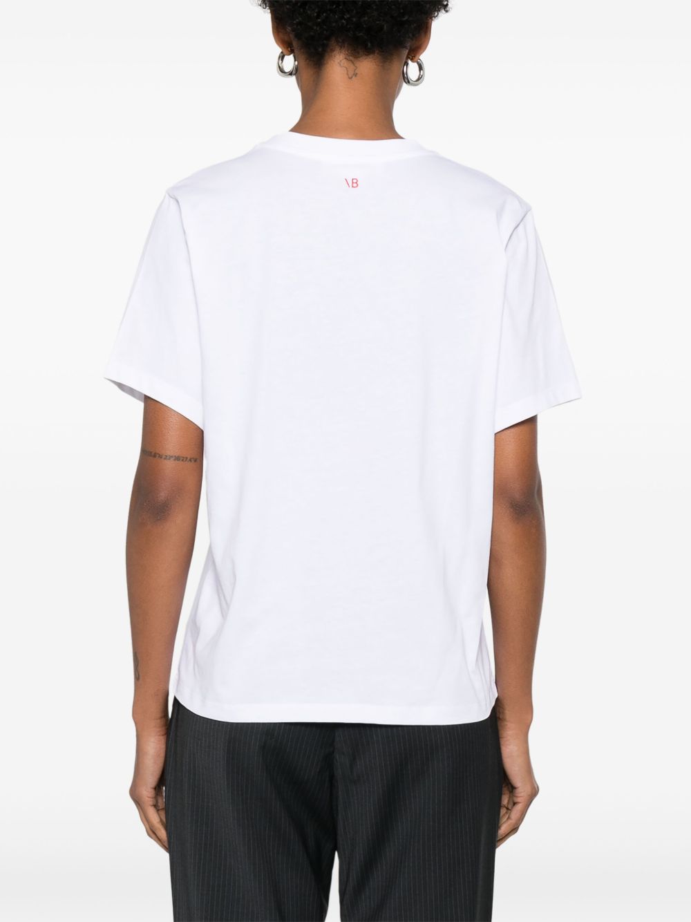 Victoria Beckham Chic Slogan Organic Cotton T-Shirt White White