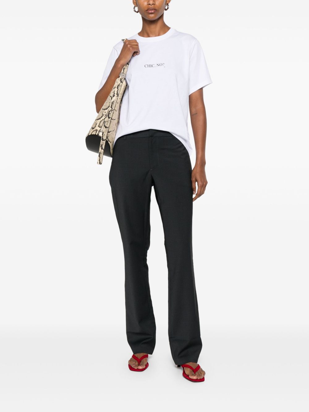 Victoria Beckham Chic Slogan Organic Cotton T-Shirt White White