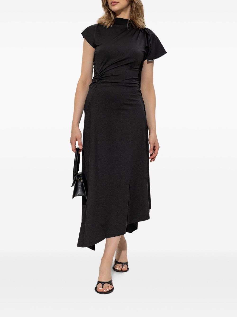 Victoria Beckham Asymmetric Draped Midi Dress Black black