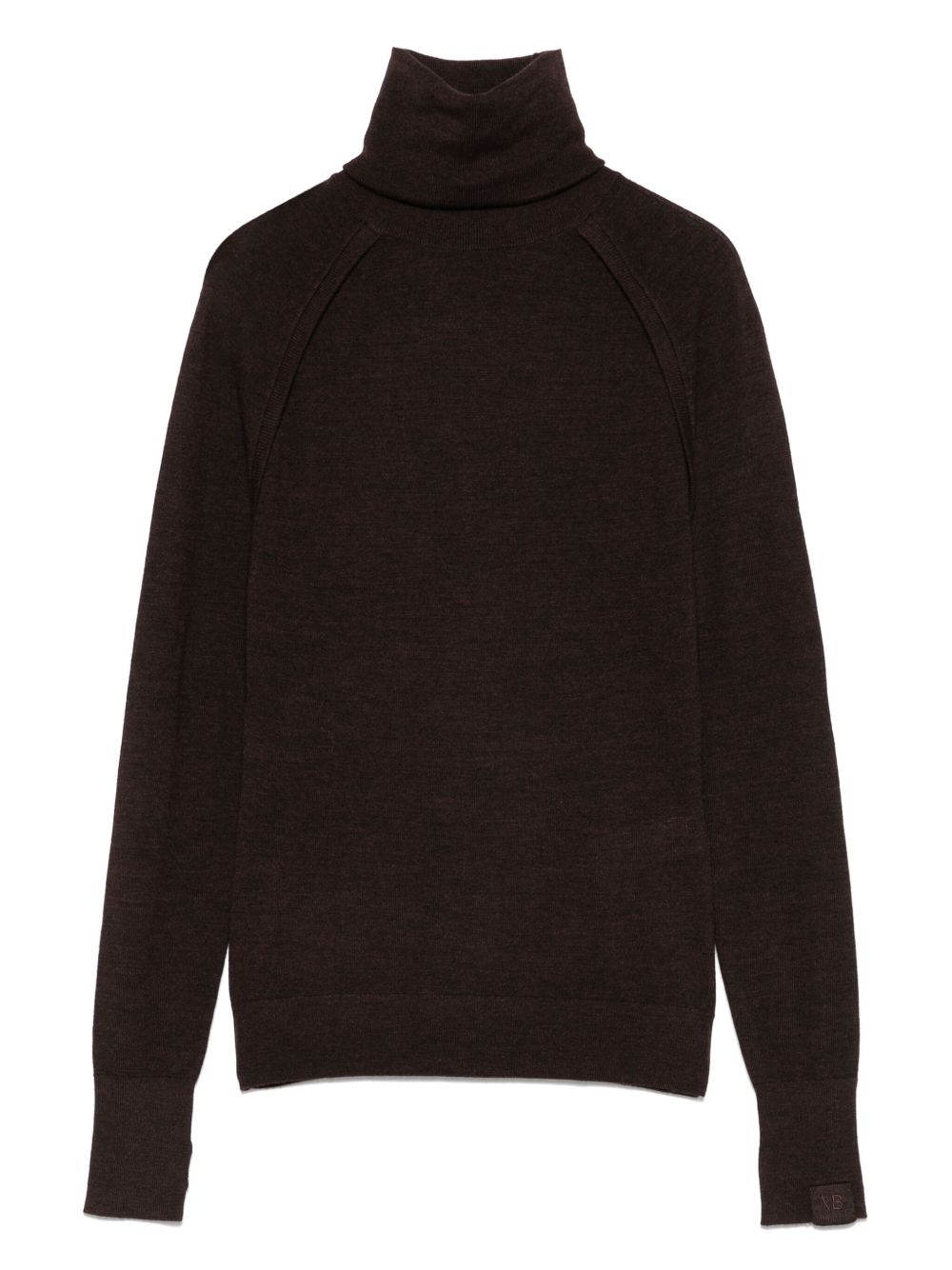 Victoria Beckham Merino Wool Raglan Sweater in Dark Brown Brown