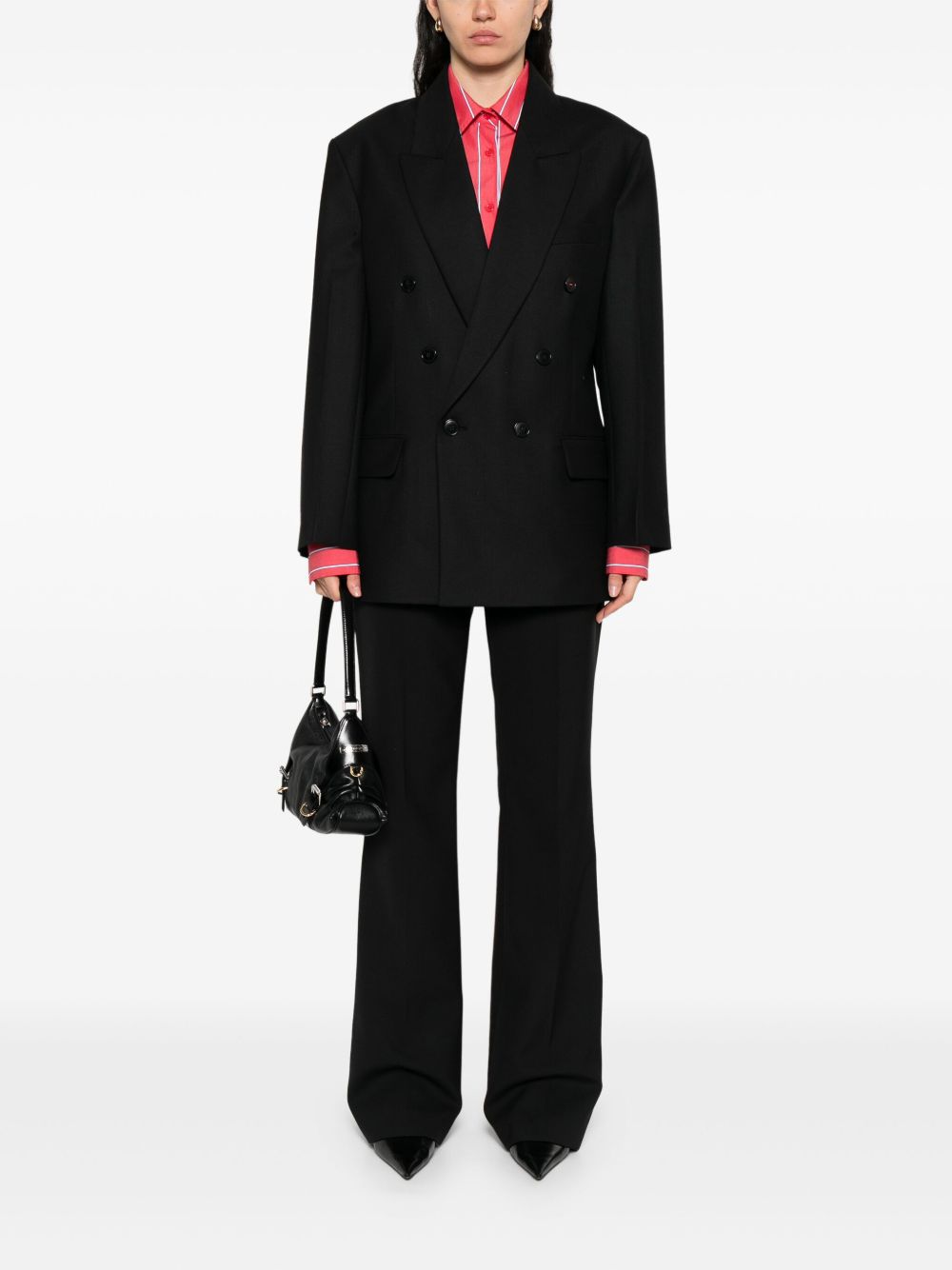 Victoria Beckham Double-Breasted Wool-Blend Blazer Black Black