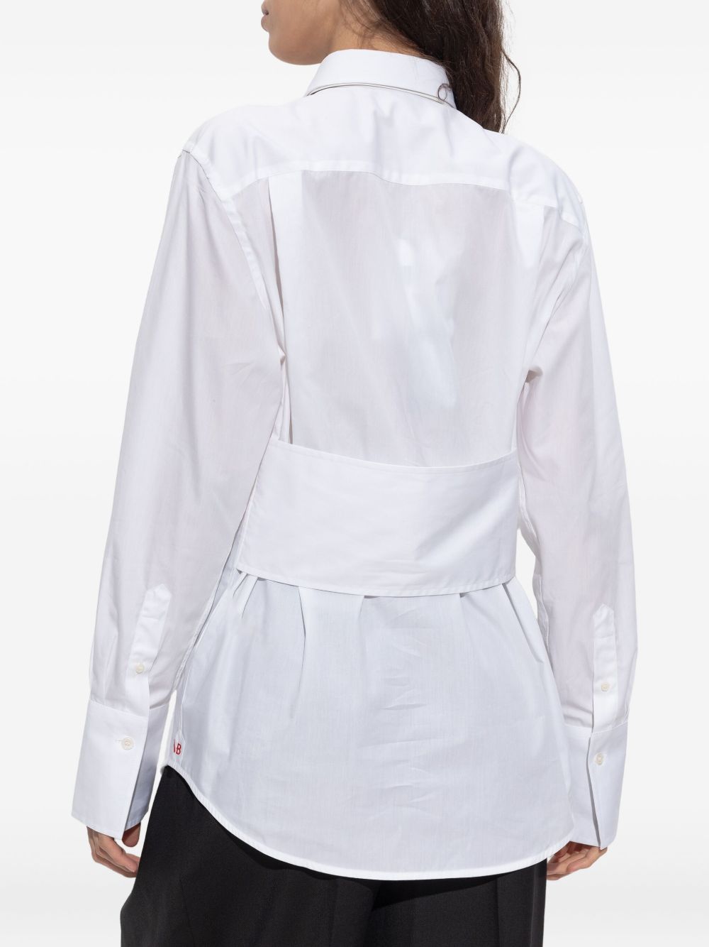 Victoria Beckham Classic White Cotton Shirt with Embroidered Logo White