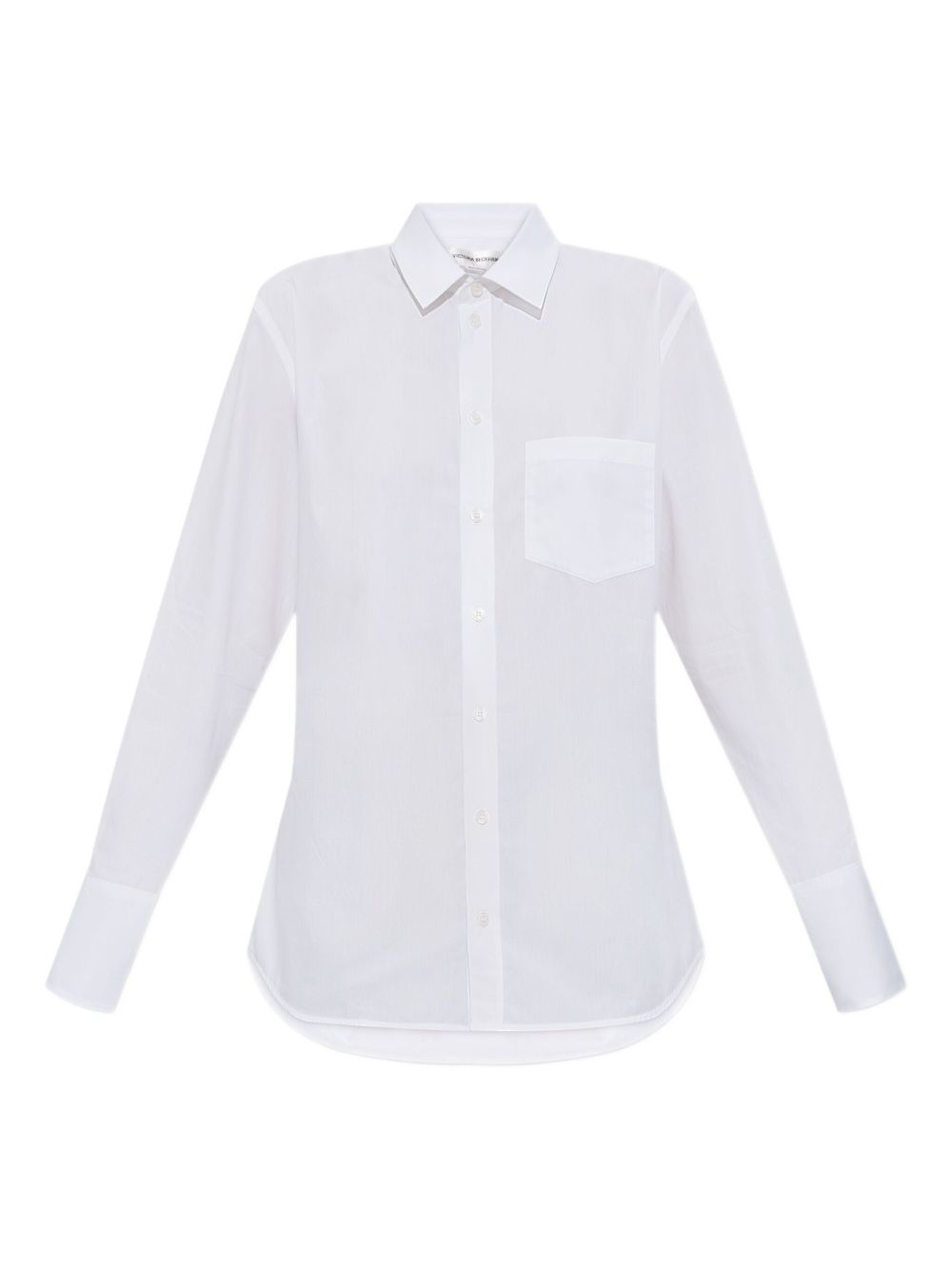 Victoria Beckham Classic White Cotton Shirt with Embroidered Logo White