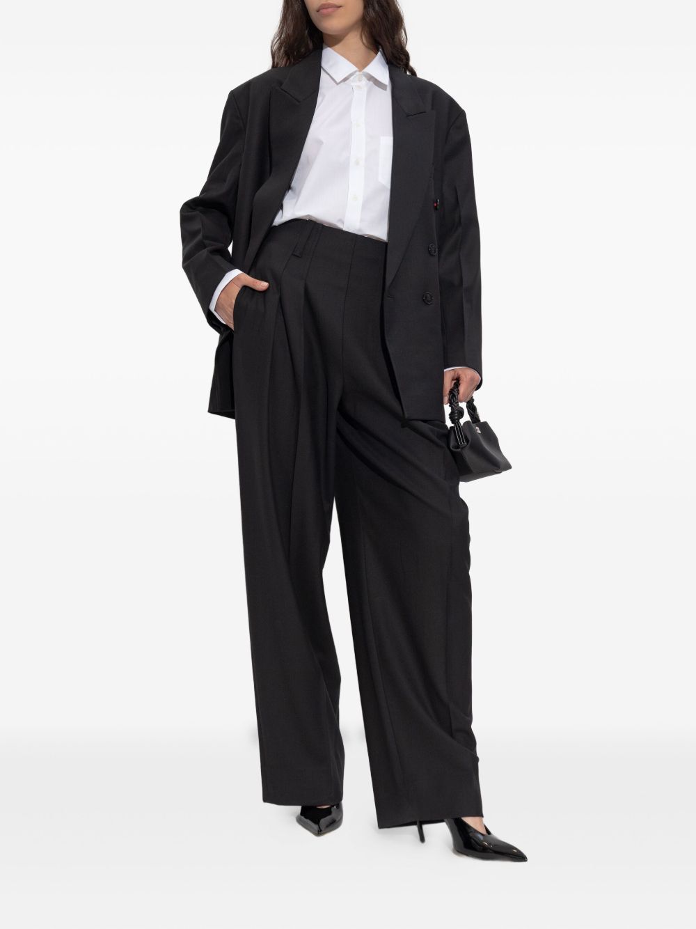 Victoria Beckham Classic White Cotton Shirt with Embroidered Logo White