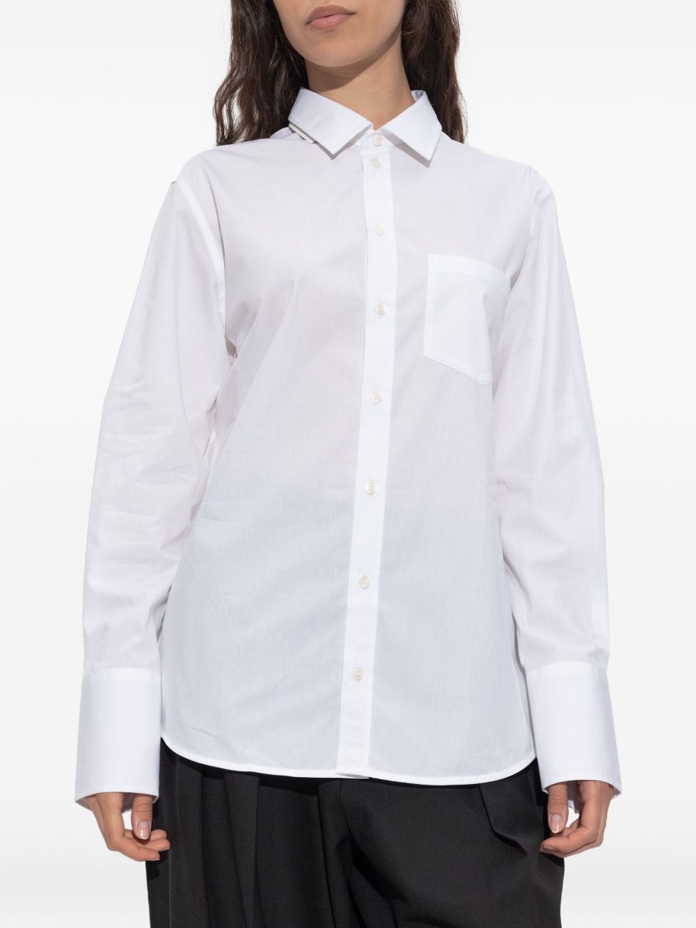 Victoria Beckham Classic White Cotton Shirt with Embroidered Logo White