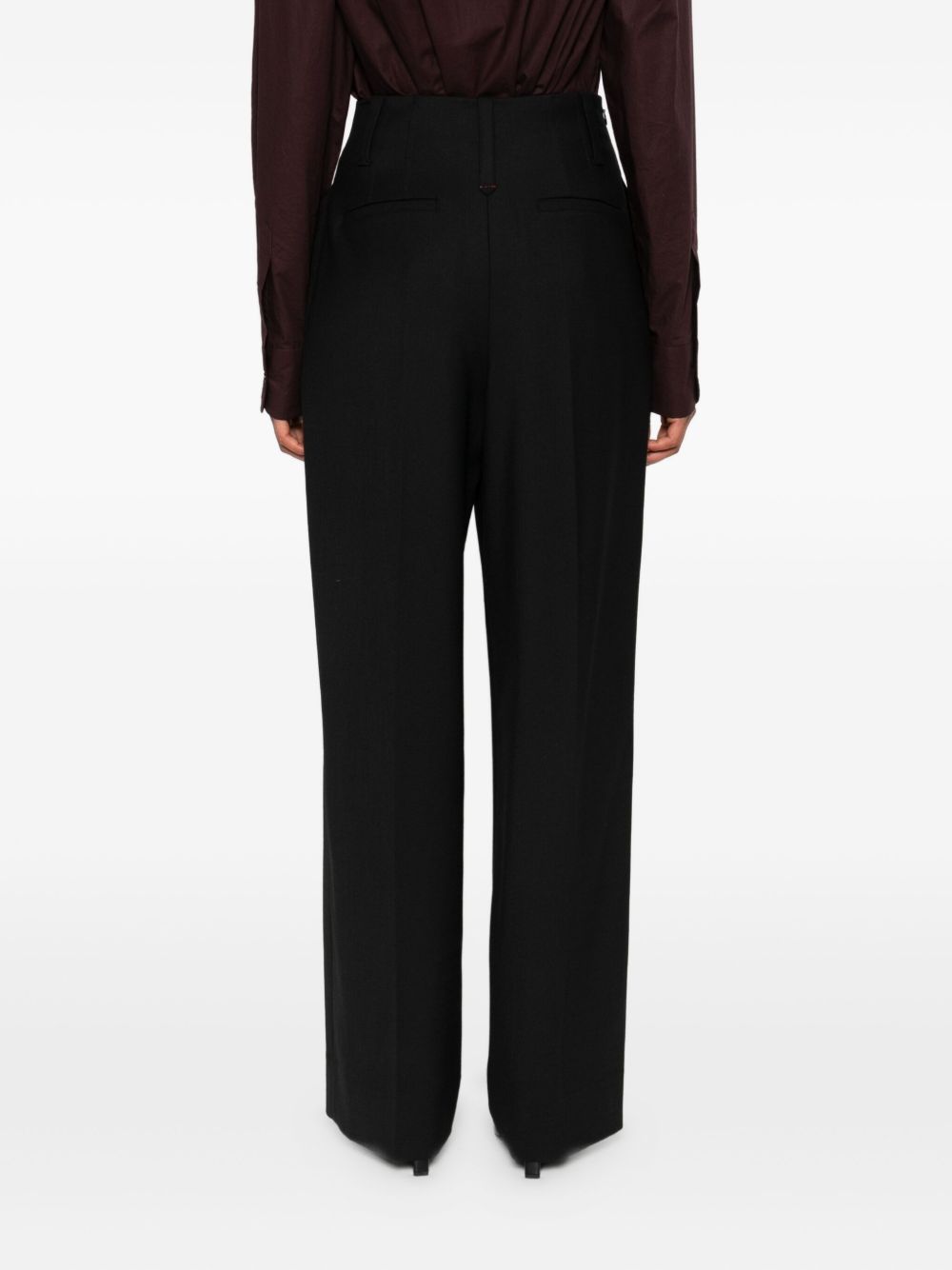 Victoria Beckham Tailored Wool-Blend High-Rise Trousers Black
