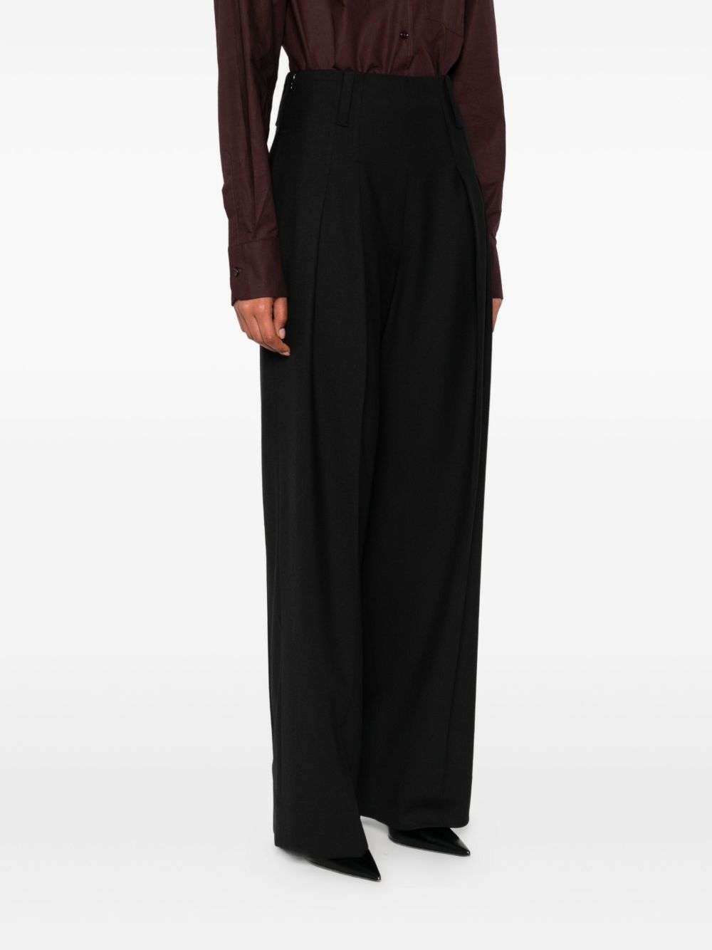 Victoria Beckham Tailored Wool-Blend High-Rise Trousers Black