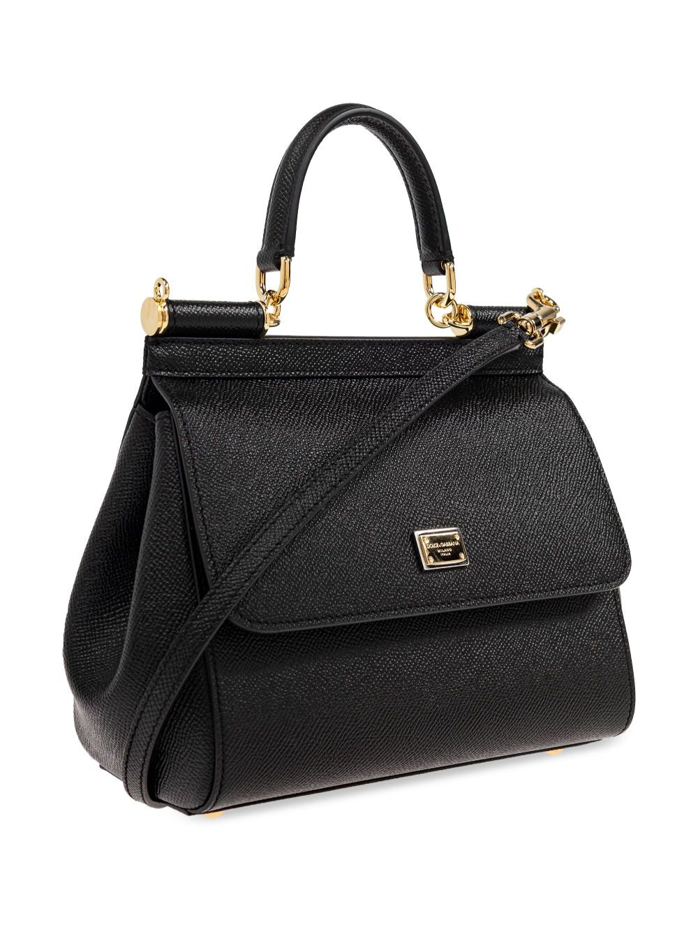 Dolce & Gabbana Sicily Large Leather Handbag Black