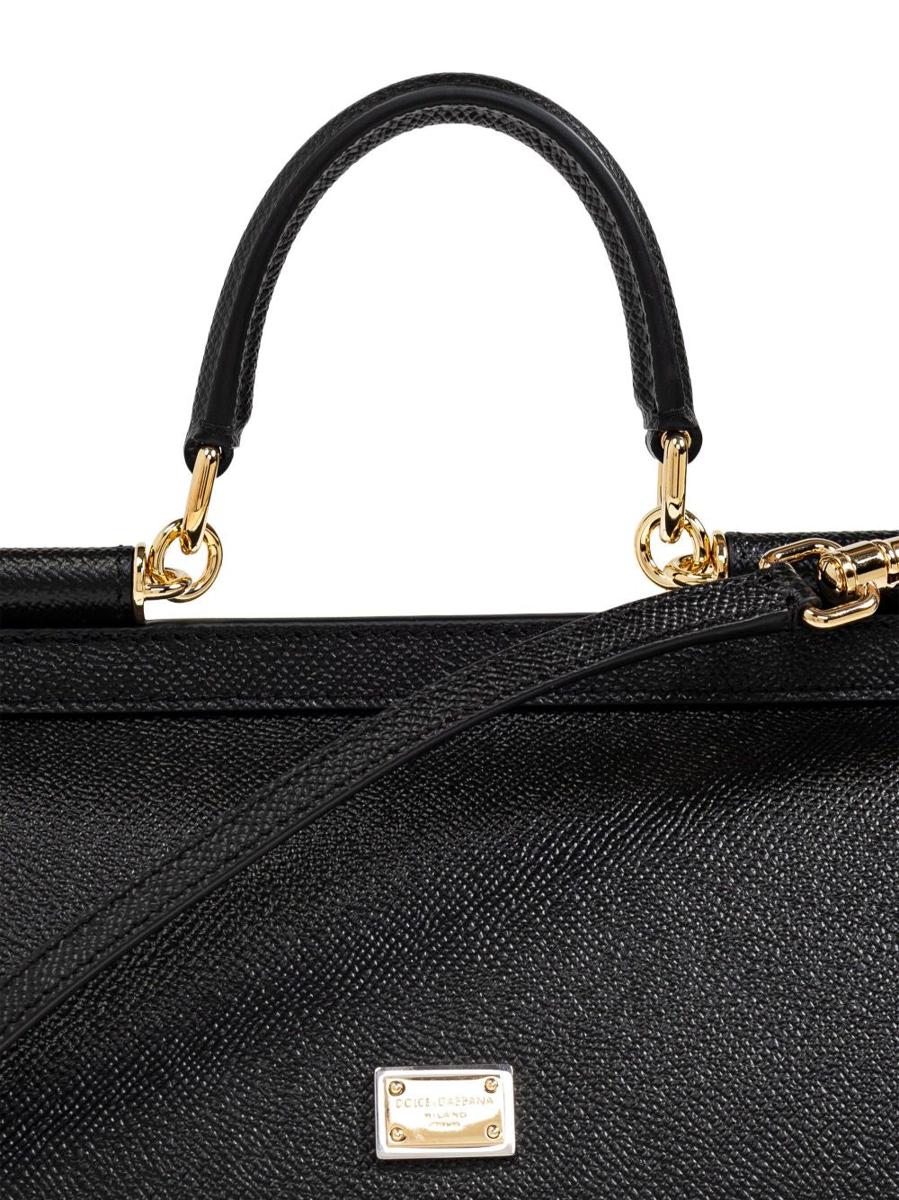 Dolce & Gabbana Sicily Large Leather Handbag Black