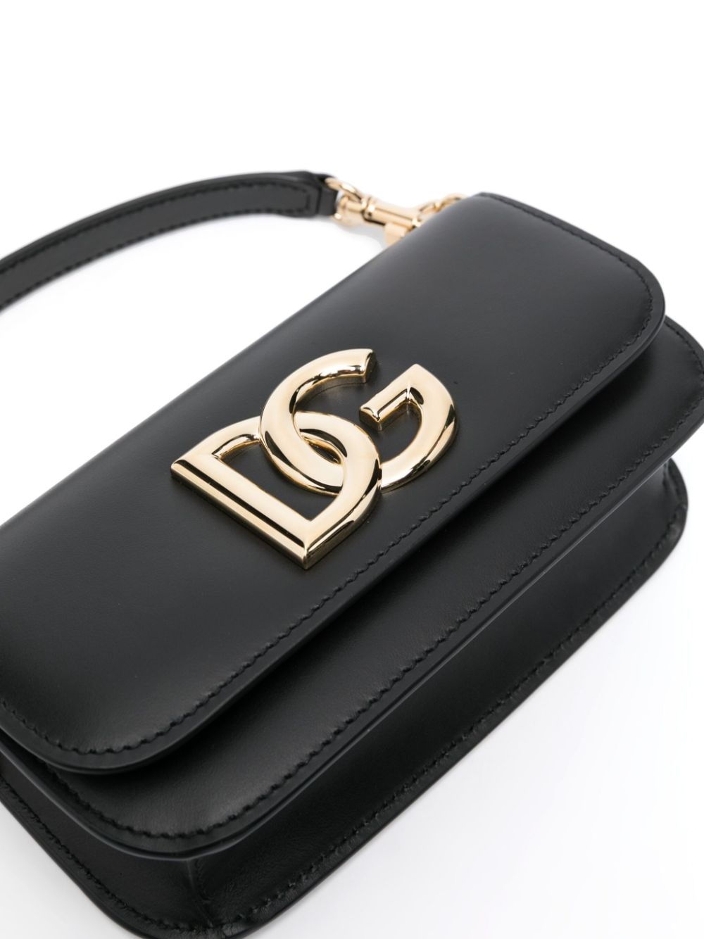 Dolce & Gabbana Textured Leather Shoulder Bag Black