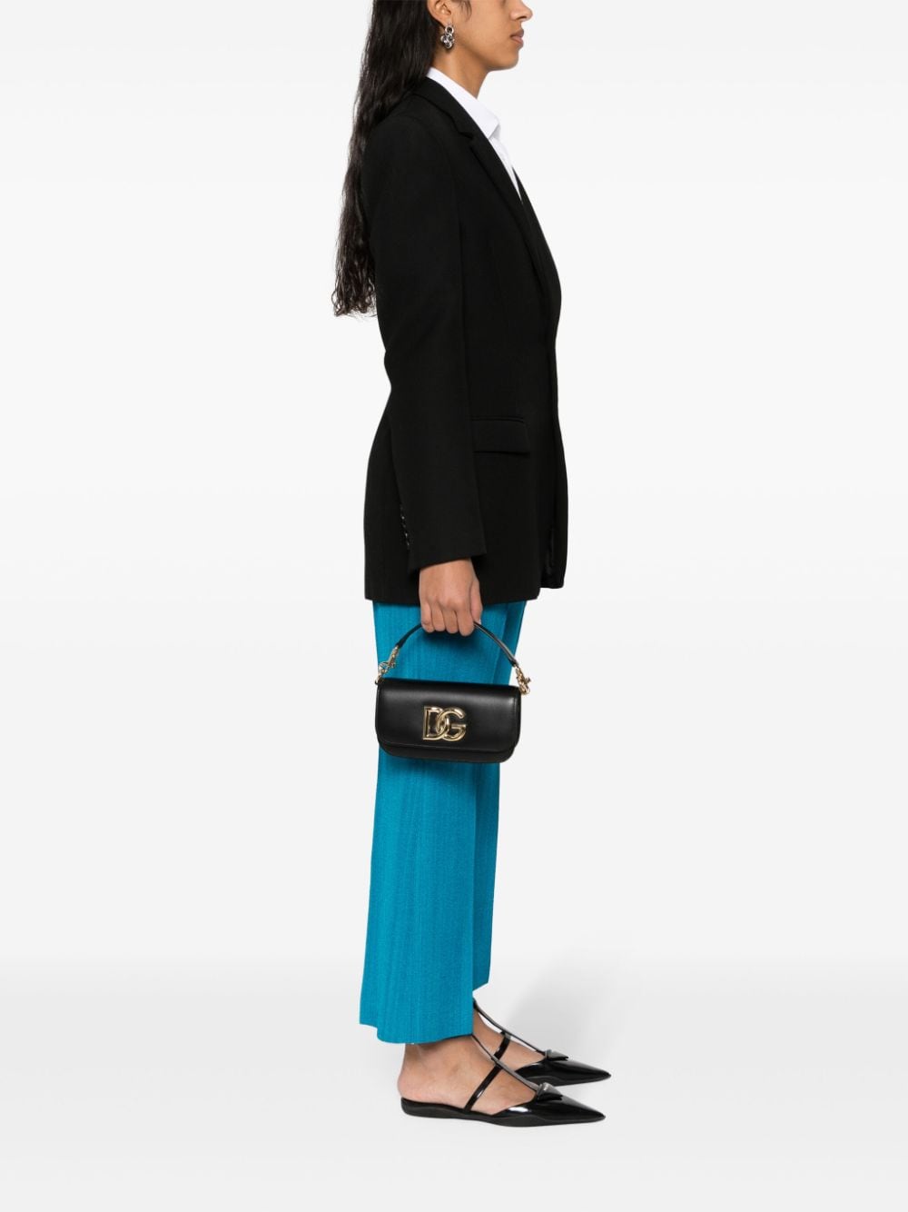 Dolce & Gabbana Textured Leather Shoulder Bag Black