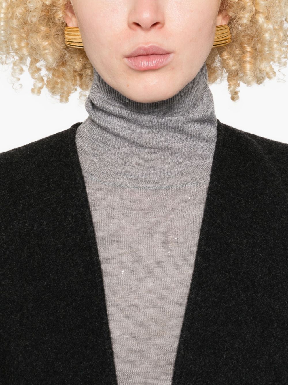 Fabiana Filippi Wool Fine-Knit Turtleneck Sweater Grey