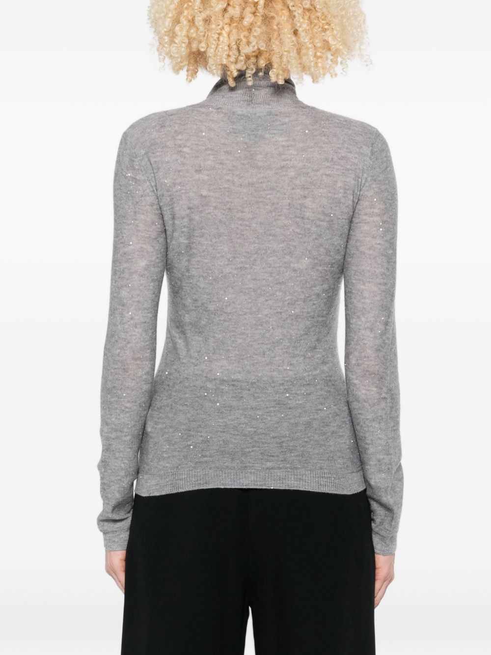 Fabiana Filippi Wool Fine-Knit Turtleneck Sweater Grey
