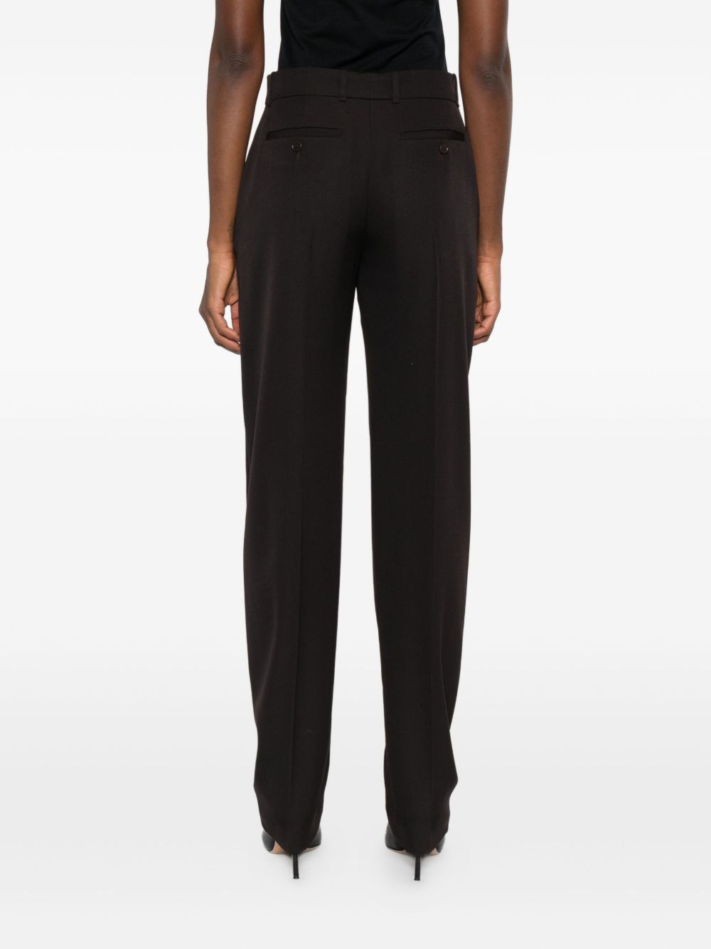 Alexander McQueen Pressed-crease tailored trousers Brown