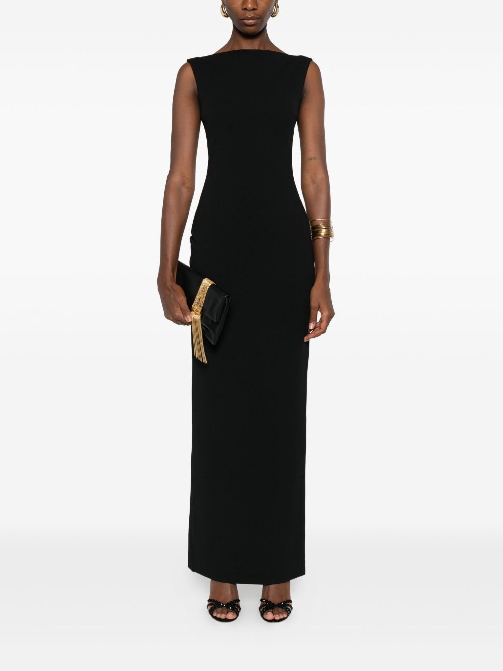 Solace London Boat Neck Sleeveless Maxi Dress Black black