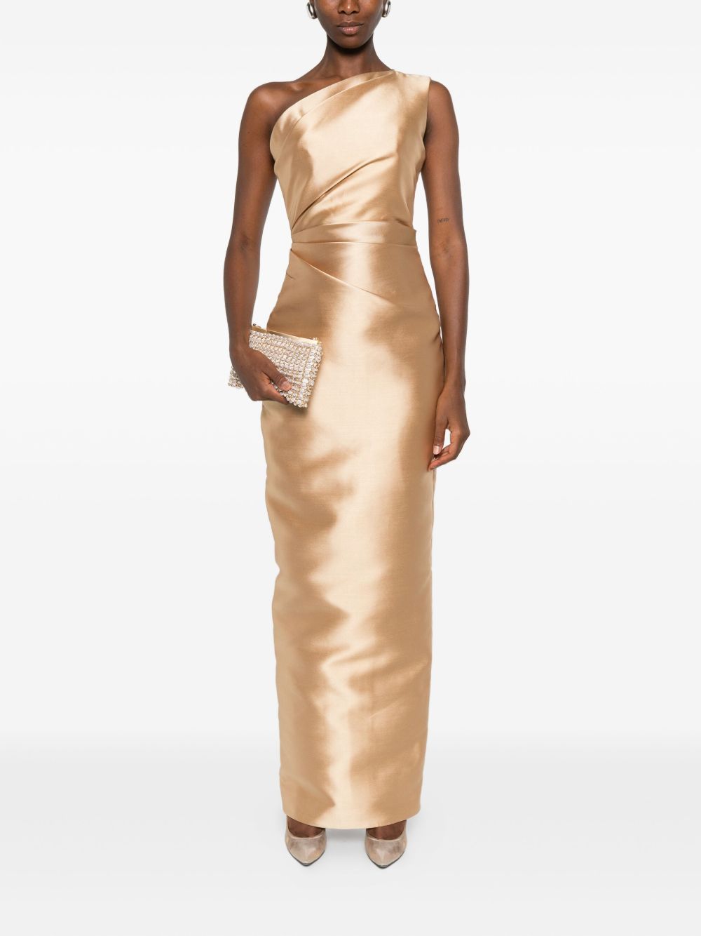 Solace London One-Shoulder Maxi Dress Golden Golden