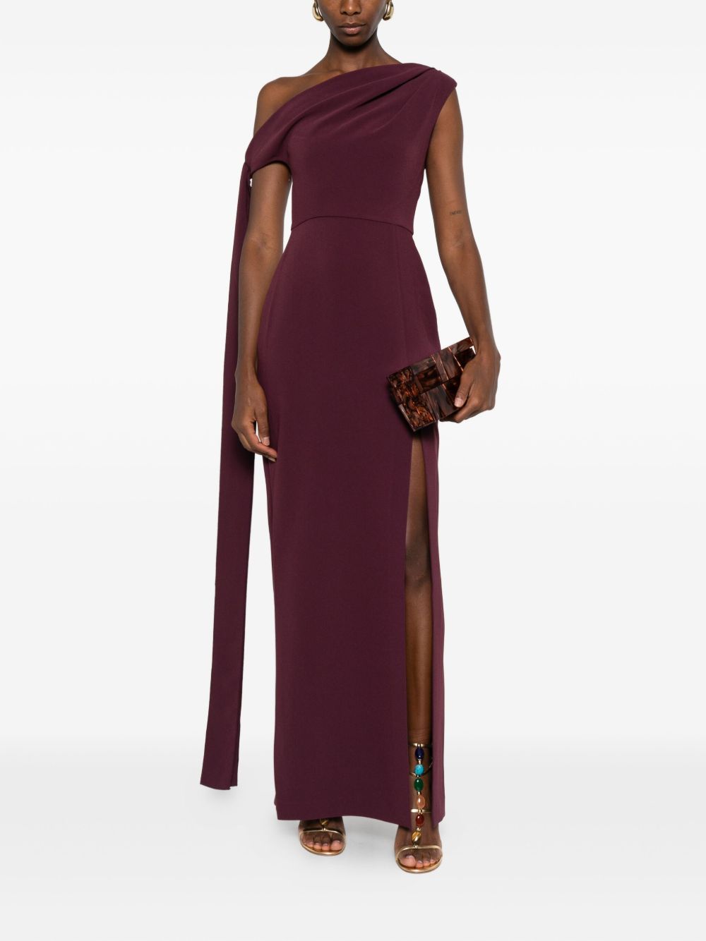 Solace London Cowl-Neck Sleeveless Midi Dress Purple