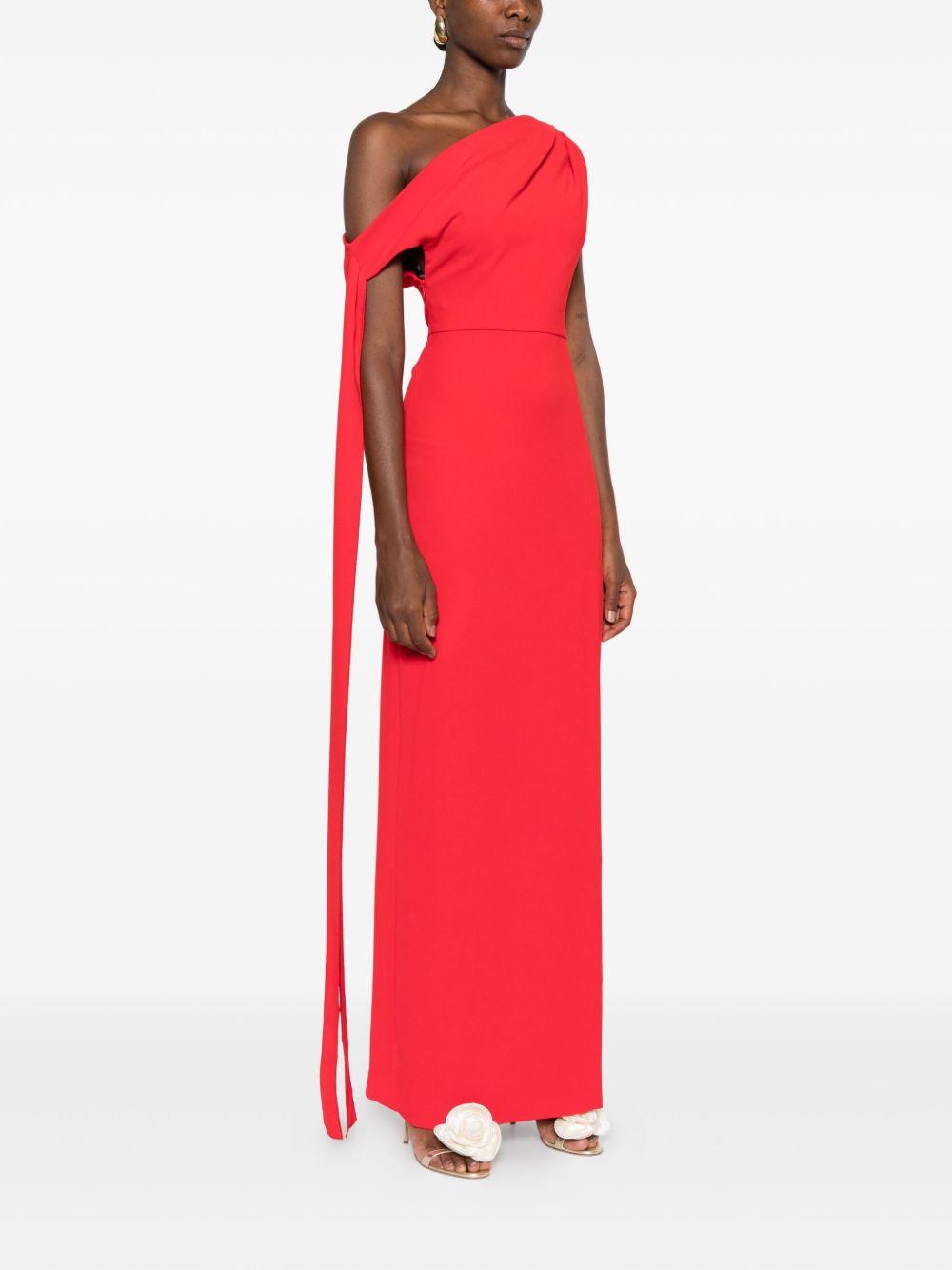 Solace London One-Shoulder Red Maxi Dress With Side Slit Red