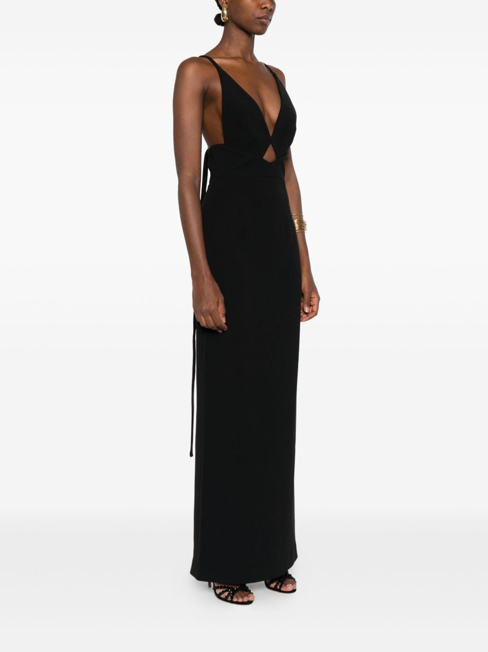 Solace London Cross-Back Sleeveless Maxi Dress Black